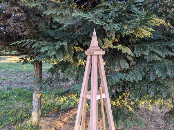 7' Cedar Garden Obelisk | 24" Base | SPIRE Finial (Spiked Topper) | Free Shipping!
